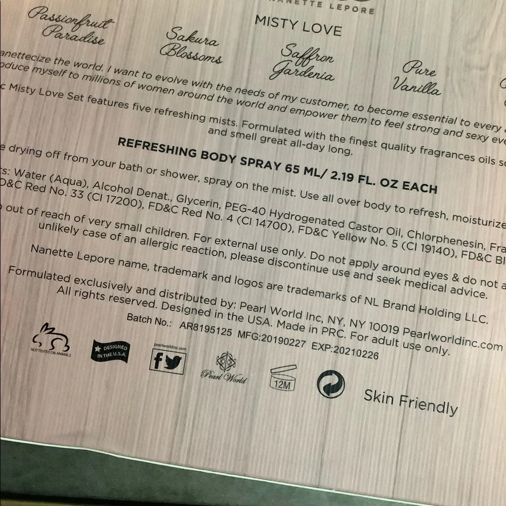 NANETTE‎ LEPORE MISTY LOVE BODY SPRAYS